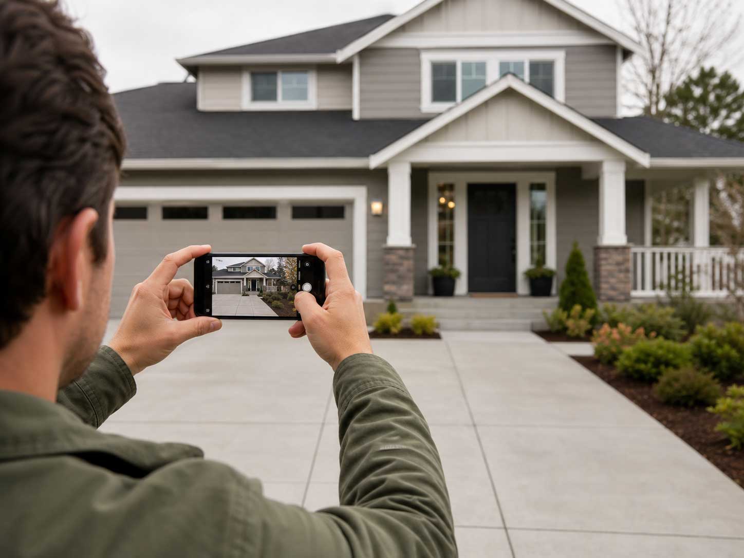 A homeowner's driveway photo being uploaded into the studio