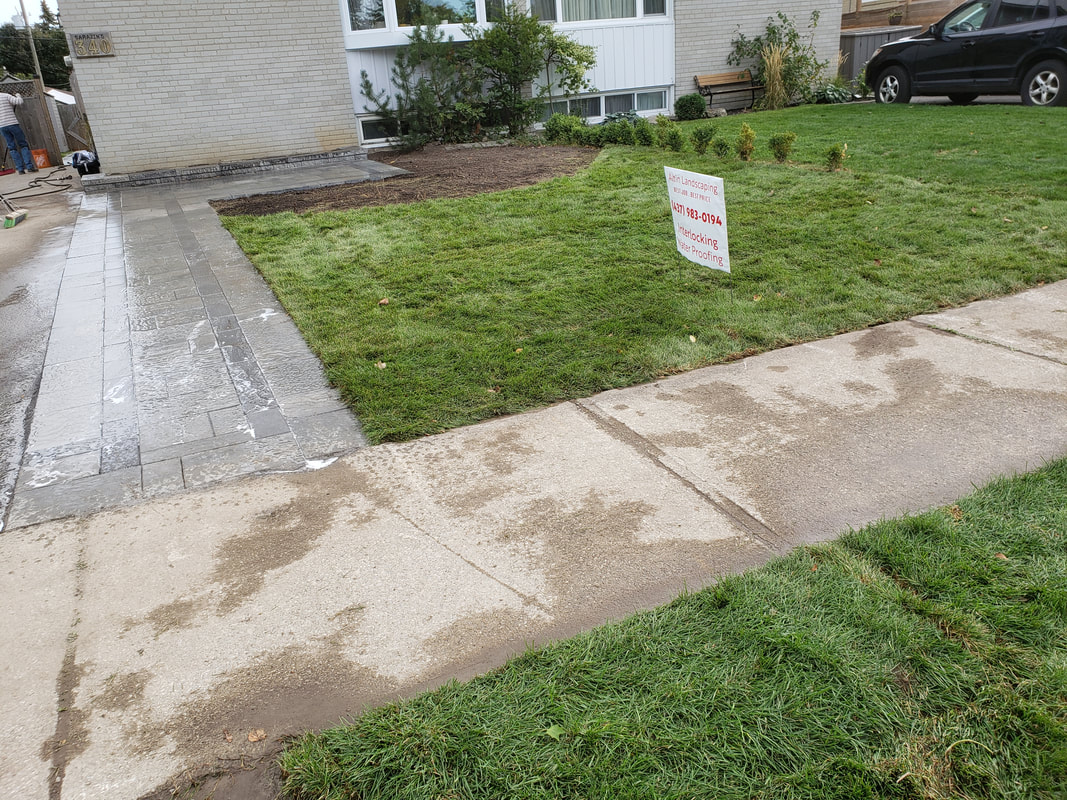 Freshly graded and sodded yard