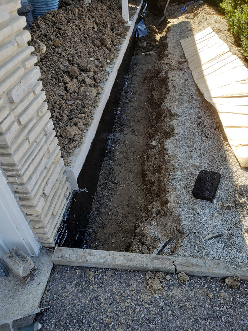 Foundation waterproofing trench